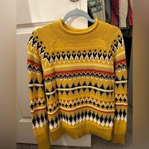 LLBean Yellow Fair Isle Sweater Medium